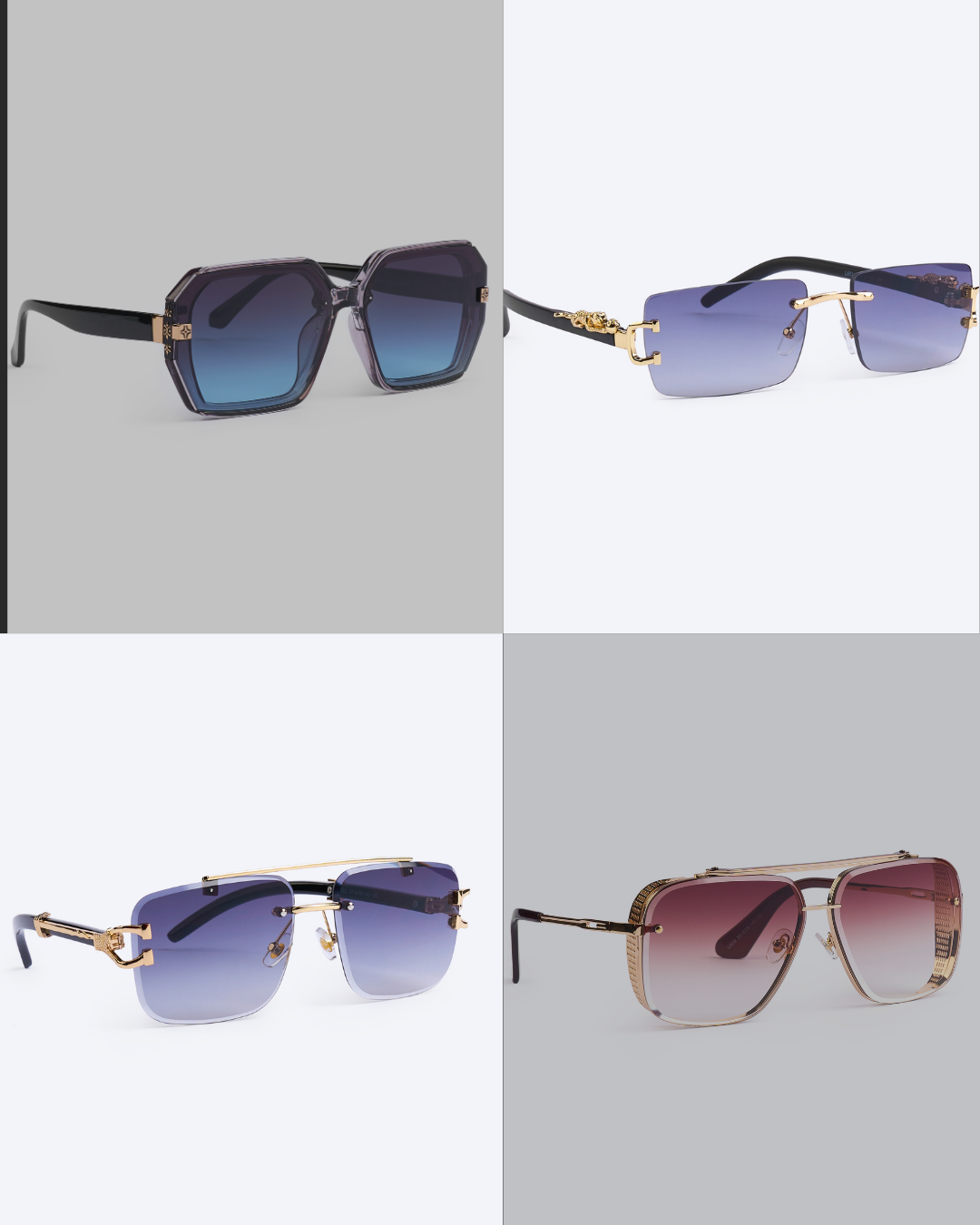 #BryseeH Set 4 Perechi de Ochelari Barbati 2+2